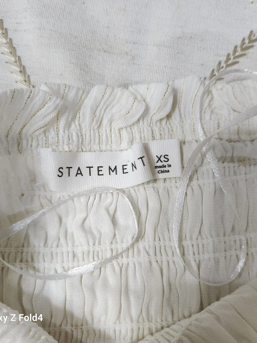 STATEMENT‎ White Gold Metallic Stripe Ribbed Strapless Top Maxi Skirt Set XS